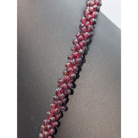 Estate Vintage Woven Rope Purple Garnet Seed Bead 25" No Clasp Necklace - Picture 4 of 7